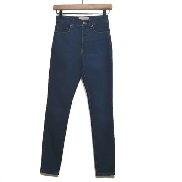 Everlane The Authentic Stretch High Rise Ankle Skinny Blue Denim Jean Size 24 - Picture 2 of 15